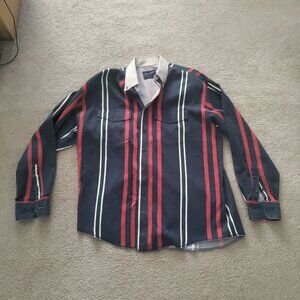 Vintage Wrangler XL Brushpopper Western Striped Shirt 17.5-35 Regular Fit